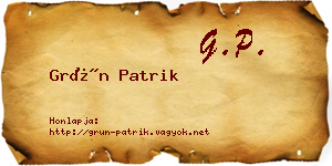 Grün Patrik névjegykártya